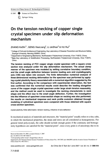 On the tension necking of copper single crystal specimen under slip deformation mechanism
