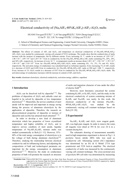Electrical conductivity of (Na3AlF6-40%K3AlF6)-AlF3-Al2O3 melts