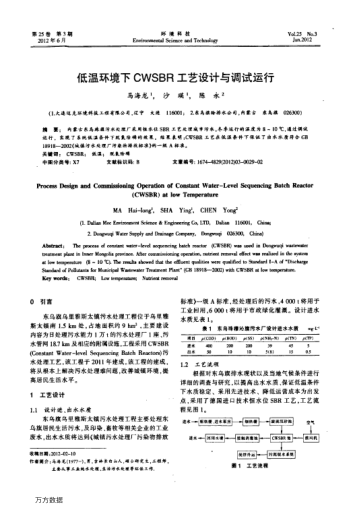 低溫環(huán)境下CWSBR工藝設(shè)計與調(diào)試運(yùn)行