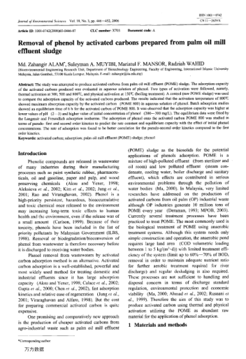 Removal of phenol by activated carbons prepared from palm oil mill effluent sludge