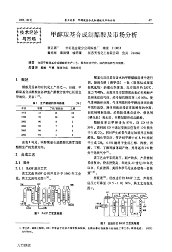 甲醇羰基合成制醋酸及市場(chǎng)分析