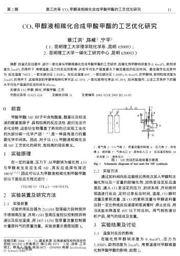 CO、甲醇液相羰化合成甲酸甲酯的工藝優(yōu)化研究