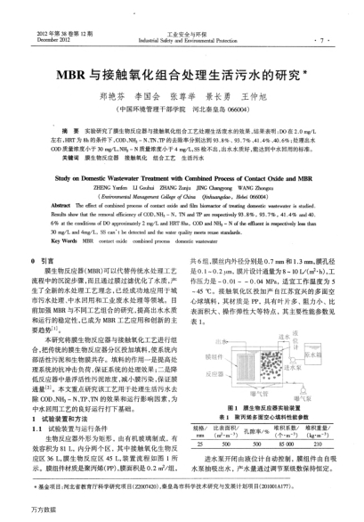 MBR與接觸氧化組合處理生活污水的研究