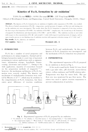 Kinetics of Fe3O4 formation by air oxidation