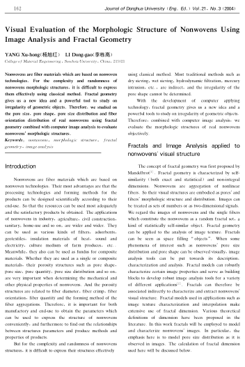 Visual Evaluation of the Morphologic Structure of Nonwovens Using Image Analysis and Fractal Geometr