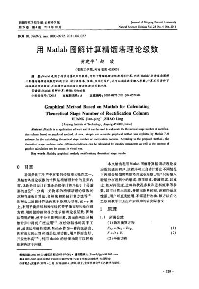 用Matlab圖解計算精餾塔理論級數(shù)