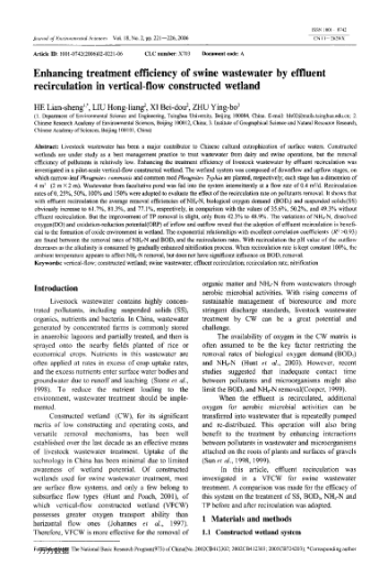 Enhancing treatment efficiency of swine wastewater by effluent recirculation in vertical-flow constr