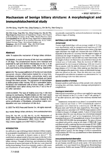 Mechanism of benign biliary stricture: A morphological and immunohistochemical study