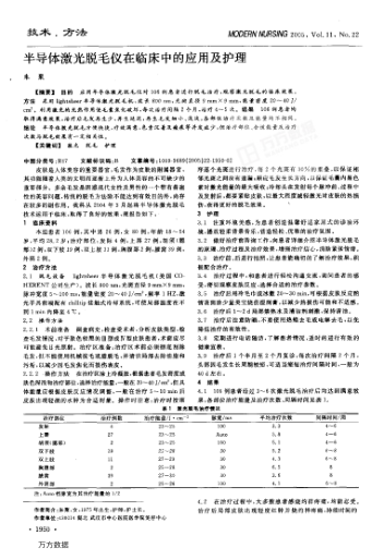 半導體激光脫毛儀在臨床中的應用及護理