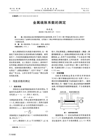 金屬線脹系數(shù)的測定