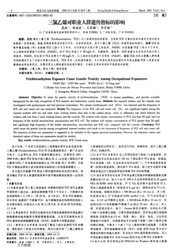 三氯乙烯對職業(yè)人群遺傳指標的影響