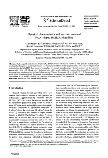 Electrical characteristics and microstructures of Pr6O11-doped Bi4Ti3O12 thin films