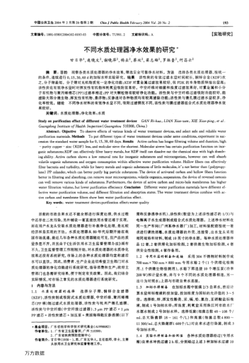 不同水質(zhì)處理器凈水效果的研究