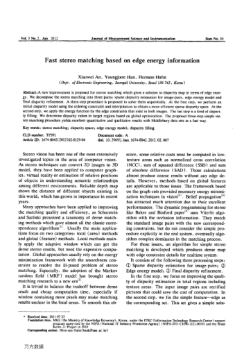 Fast stereo matching based on edge energy information