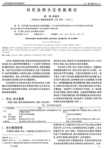 紡織品耐水壓性能測試
