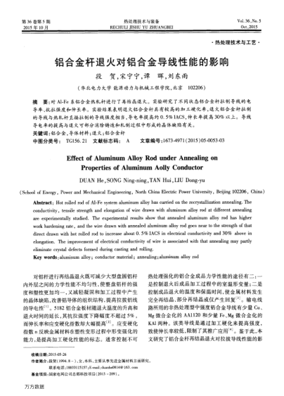 鋁合金桿退火對(duì)鋁合金導(dǎo)線性能的影響