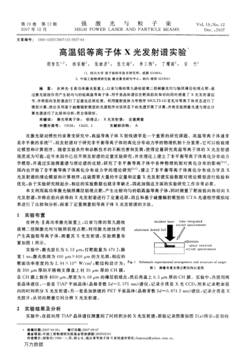 高溫鋁等離子體X光發(fā)射譜實(shí)驗(yàn)