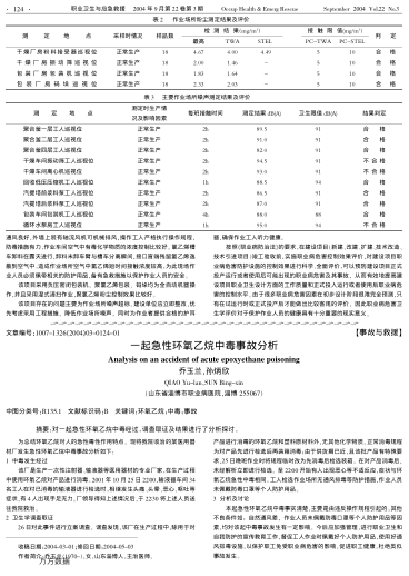 一起急性環(huán)氧乙烷中毒事故分析
