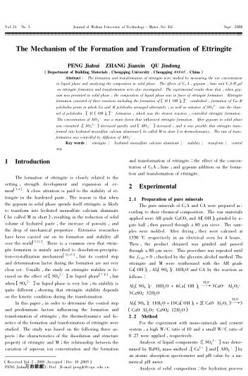 The Mechanism of the Formation and Transformation of Ettringite