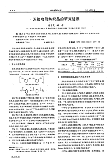 芳綸功能紡織品的研究進展