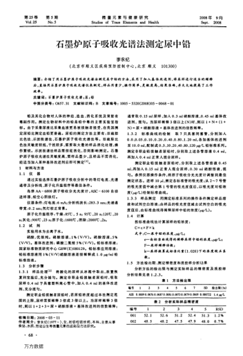 石墨爐原子吸收光譜法測(cè)定尿中鉛