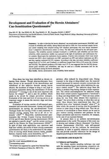 Development and Evaluation of the Heroin Abstainers'Cue-Sensitization Questionnaire