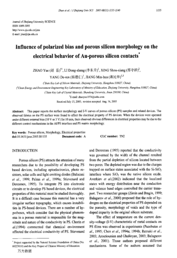 Influence of polarized bias and porous silicon morphology on the electrical behavior of Au-porous si