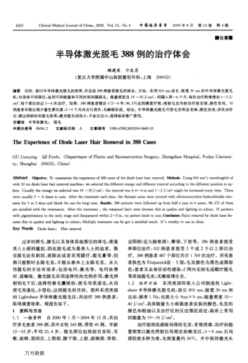半導體激光脫毛388例的治療體會