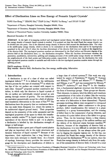 Effect of Disclination Lines on Free Energy of Nematic Liquid Crystals