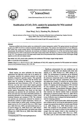 Modification of Ce02-ZrO2 catalyst by potassium for NOx-assisted soot oxidation