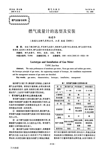 燃?xì)饬髁坑嫷倪x型及安裝