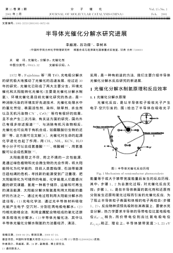 半導(dǎo)體光催化分解水研究進展
