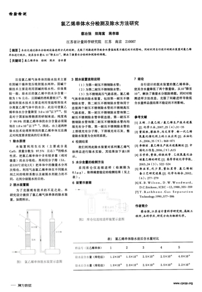 氯乙烯單體水分檢測及除水方法研究
