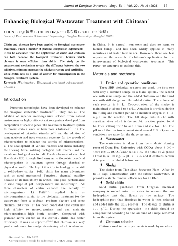 Enhancing Biological Wastewater Treatment with Chitosan
