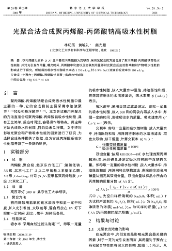光聚合法合成聚丙烯酸-丙烯酸鈉高吸水性樹脂