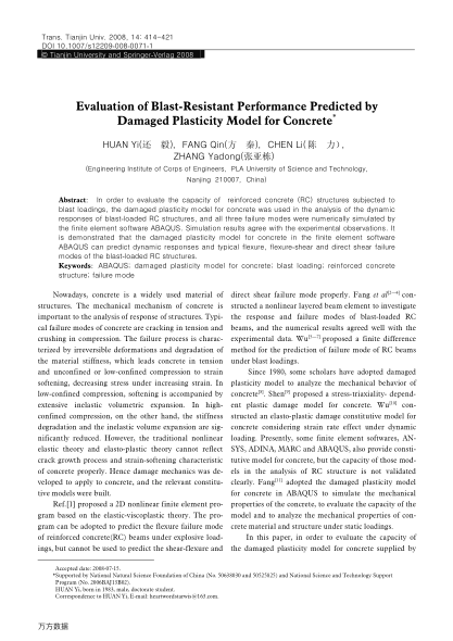 Evaluation of Blast-Resistant Performance Predicted by Damaged Plasticity Model for Concrete
