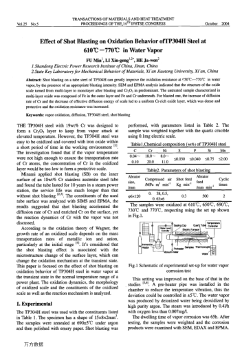 Effect of Shot Blasting on Oxidation Behavior of TP304H Steel at 610℃ -770℃ in Water Vapor