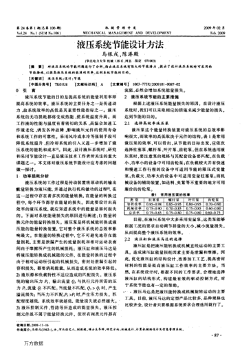 液壓系統(tǒng)節(jié)能設(shè)計方法