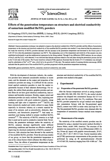 Effects of the penetration temperature on structure and electrical conductivity of samarium modified