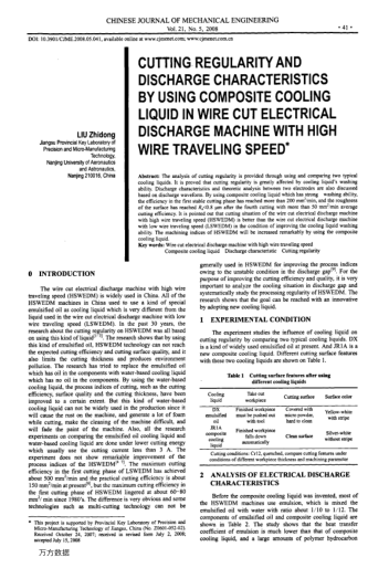 CUTTING REGULARITY AND DISCHARGE CHARACTERISTICS BY USING COMPOSITE COOLING LIQUID IN WIRE CUT ELECT