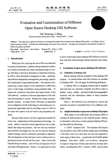 Evaluation and Customization of Different Open Source Desktop GIS Software