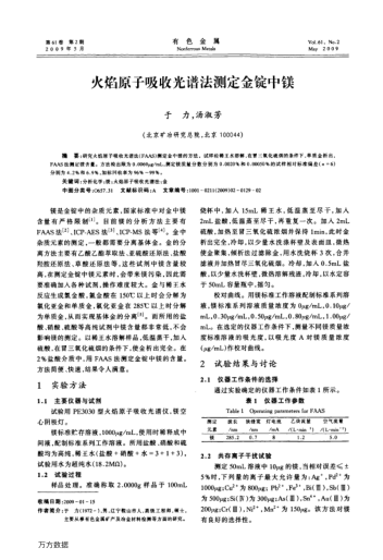 火焰原子吸收光譜法測定金錠中鎂