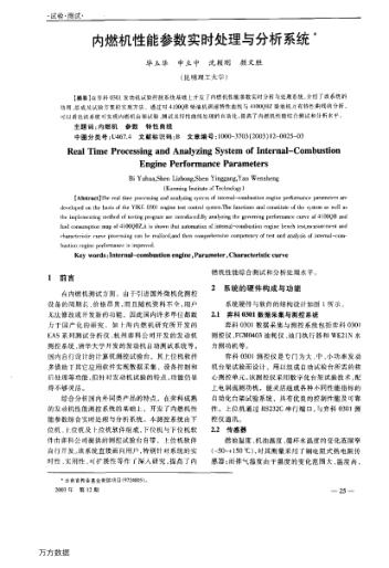 內(nèi)燃機性能參數(shù)實時處理與分析系統(tǒng)