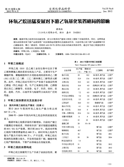 環(huán)氧乙烷迅猛發(fā)展對下游乙氧基化裝置格局的影響
