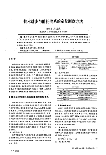 技術(shù)進(jìn)步與能耗關(guān)系的定量測(cè)度方法