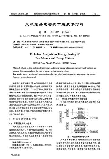 風(fēng)機(jī)泵類電動(dòng)機(jī)節(jié)能技術(shù)分析