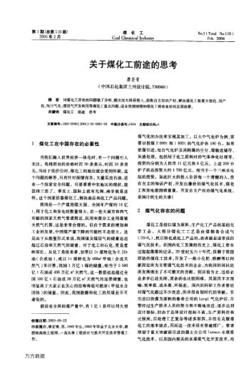 關(guān)于煤化工前途的思考