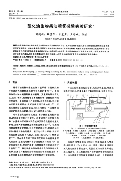 酸化油生物柴油噴霧碰壁實(shí)驗(yàn)研究