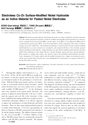 Electroless Co-Zn Surface-modified Nickel Hydroxide as an Active Material for Pasted Nickel Electrod