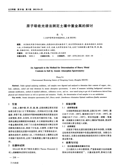 原子吸收光譜法測(cè)定土壤中重金屬的探討